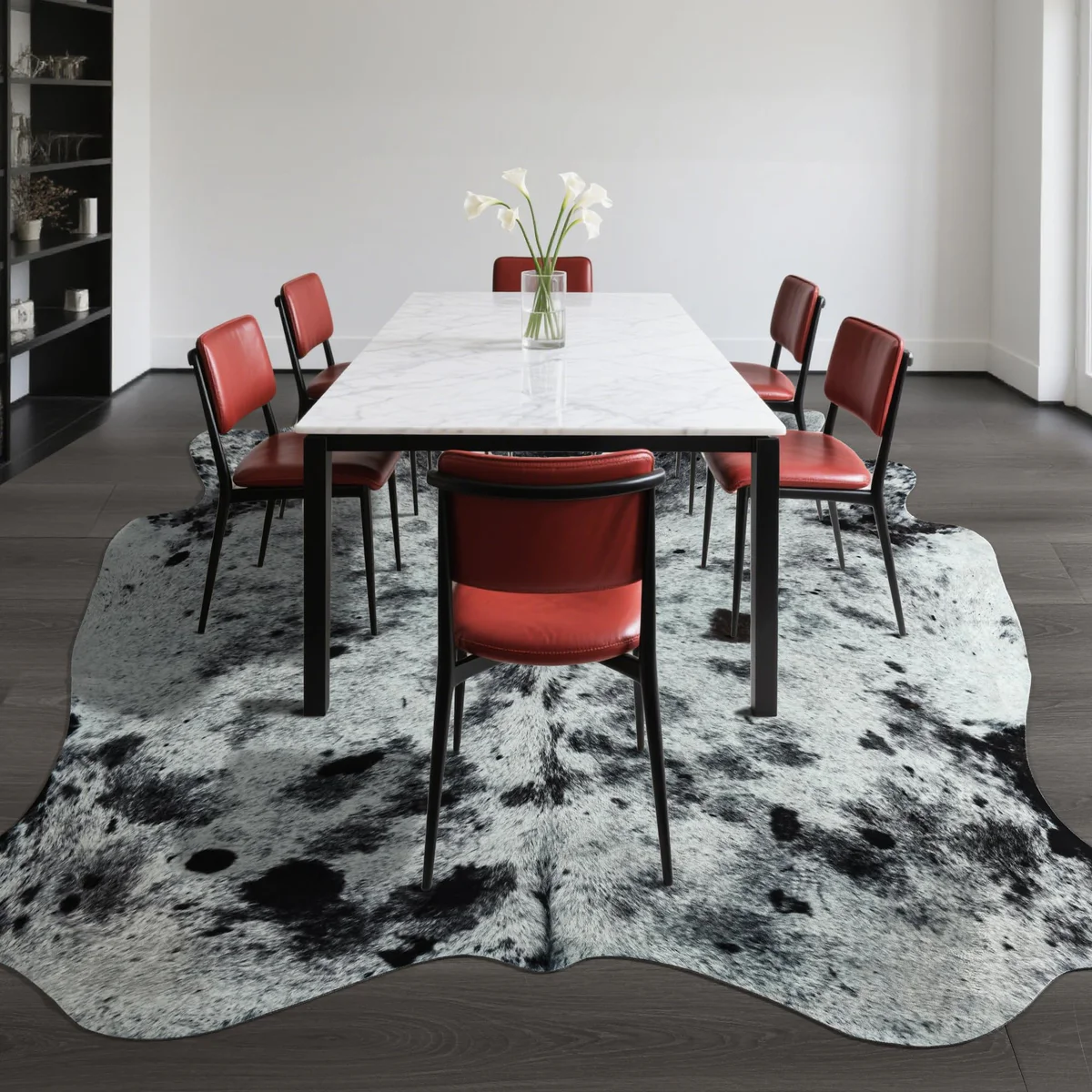 SUNYIWEI Faux Cowhide Rug, 6.2 x 7 ft Cowhide Rug for Living Room, Bedroom, Wall - Non-Slip,Gray White Black Gray White Black 6.2*7ft