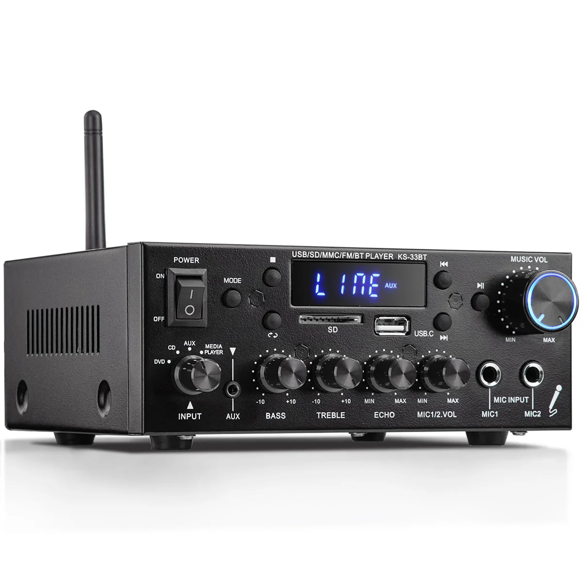 Facmogu KS-33BT 2.1CH Stereo Audio Amplifier Receiver