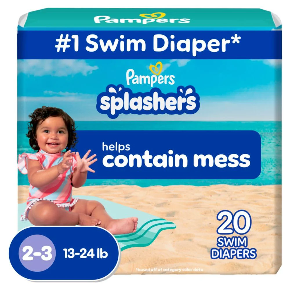 Pampers Splashers Swim Diapers, Size 2-3, 20 Count