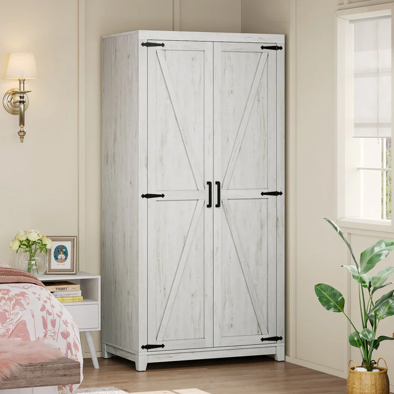 Gracie Oaks Farmhouse Wardrobe Armoire Closet
