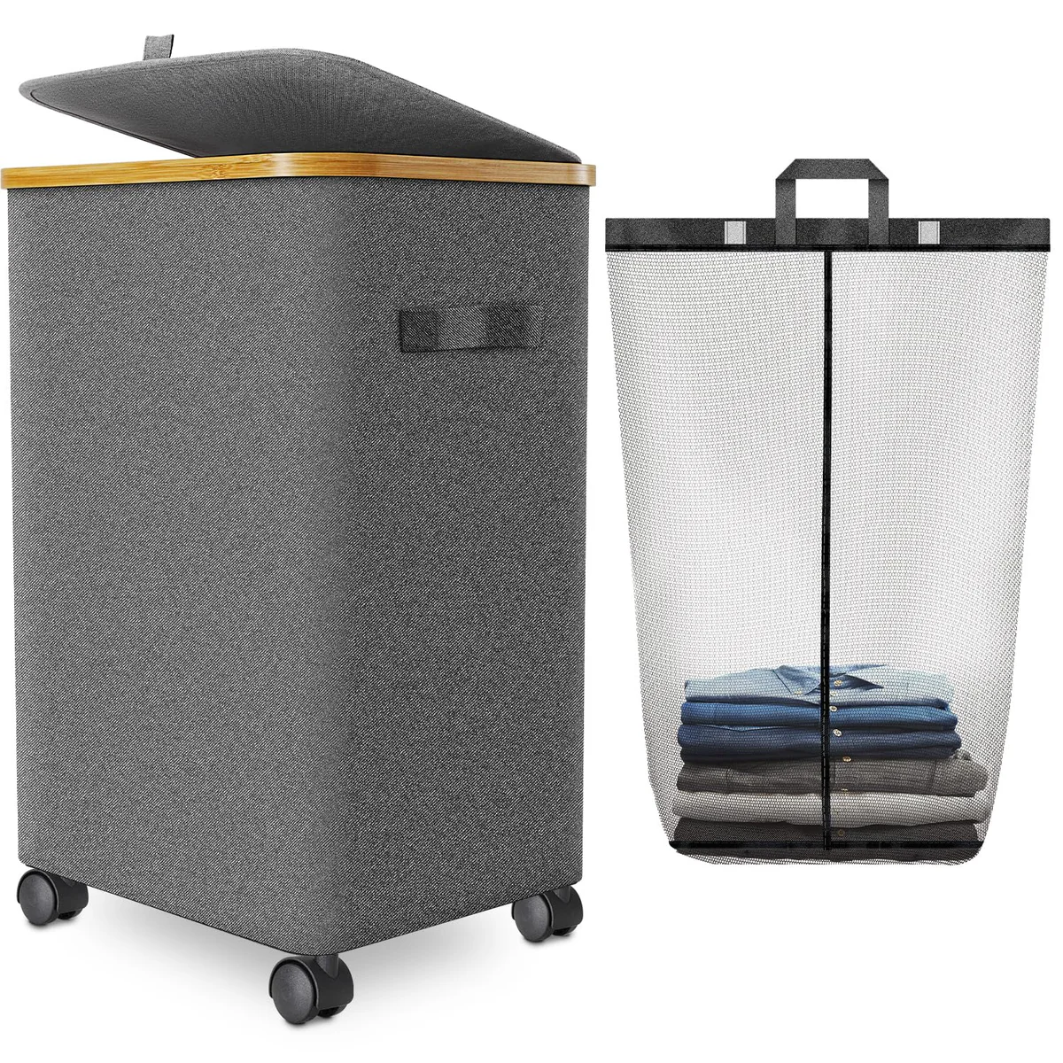 Wuevu Rolling Laundry Hamper