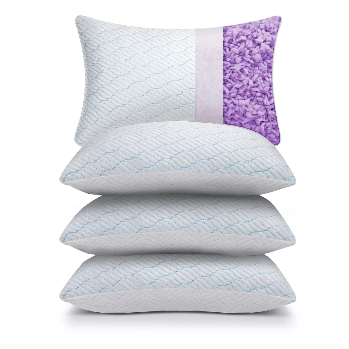 WISHSMILE Cooling Shredded Memory Foam King Pillows, 4-Pack