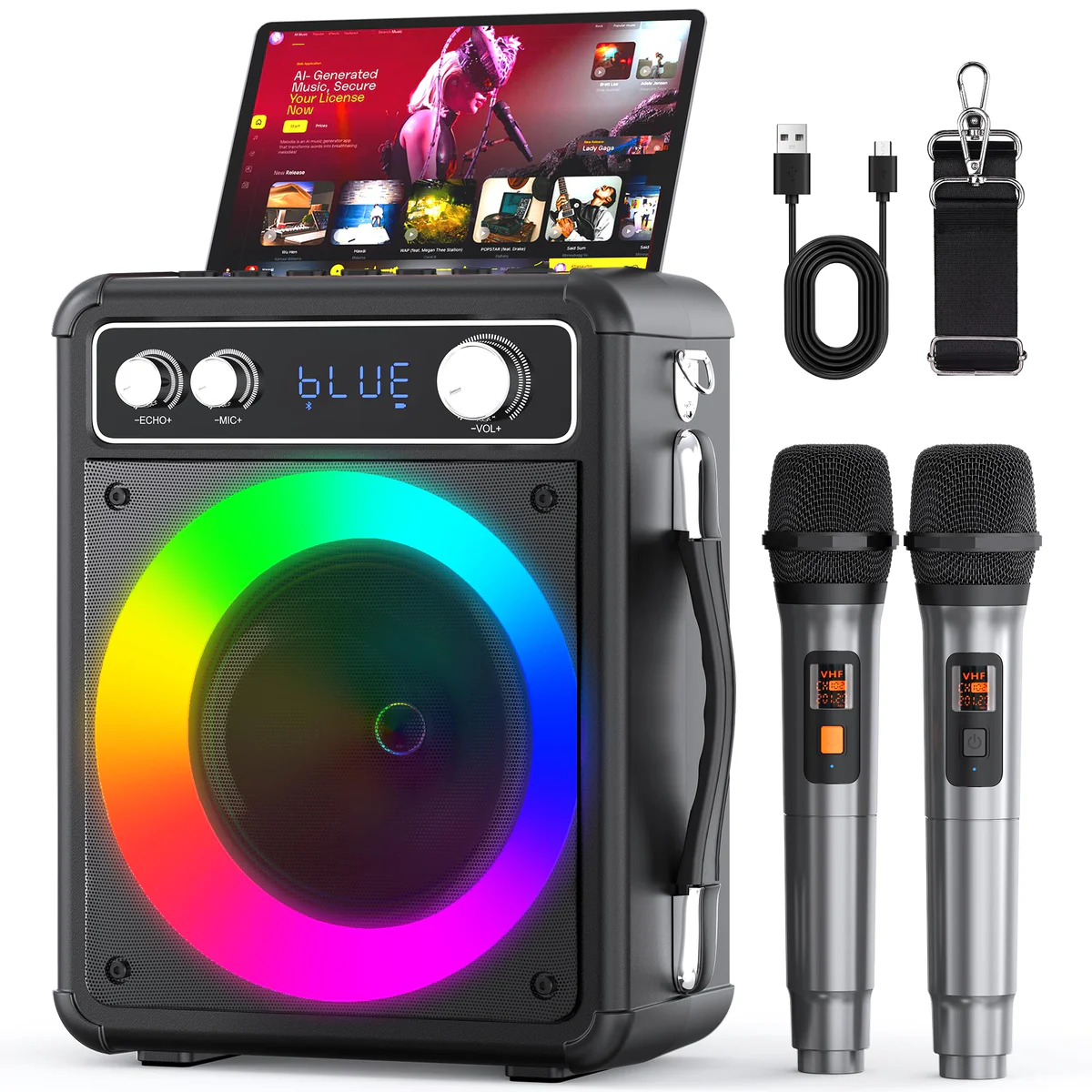 Vosoco Karaoke Bluetooth Speaker with Wireless Microphone