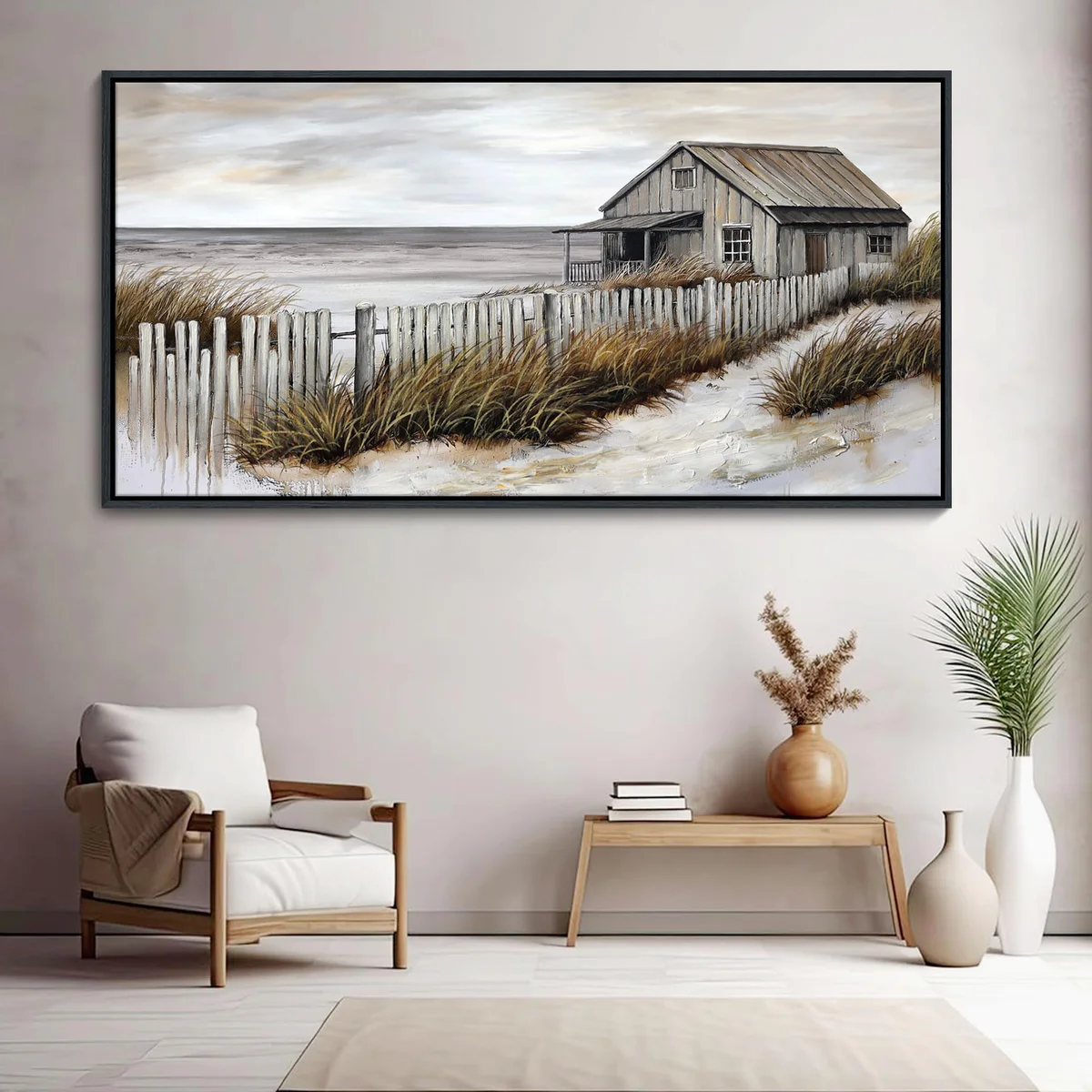 YDYSUNE Coastal Beach House Framed Canvas Wall Art