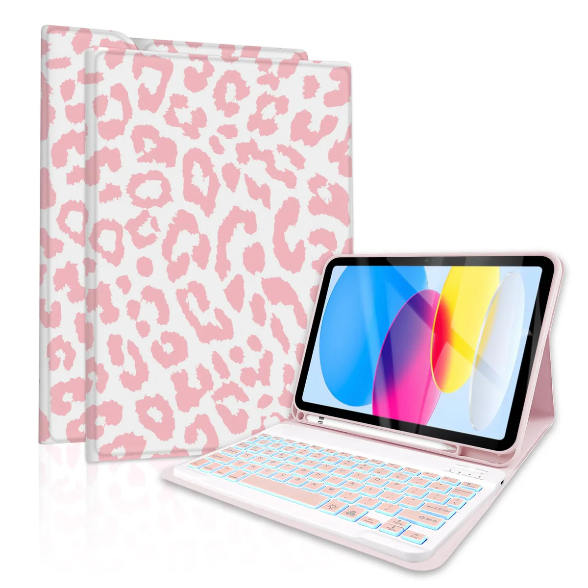 TopPerfekt Bluetooth Keyboard Case for iPad 10th Gen 10.9 inch with 7-Color Backlights