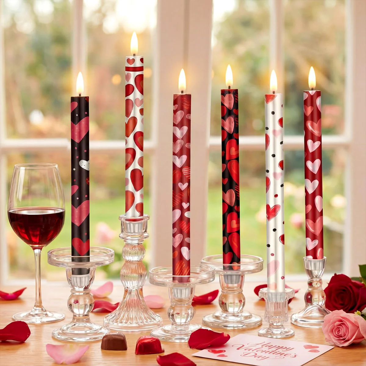 Aurelema Valentines Day LED Flameless Candle Set 