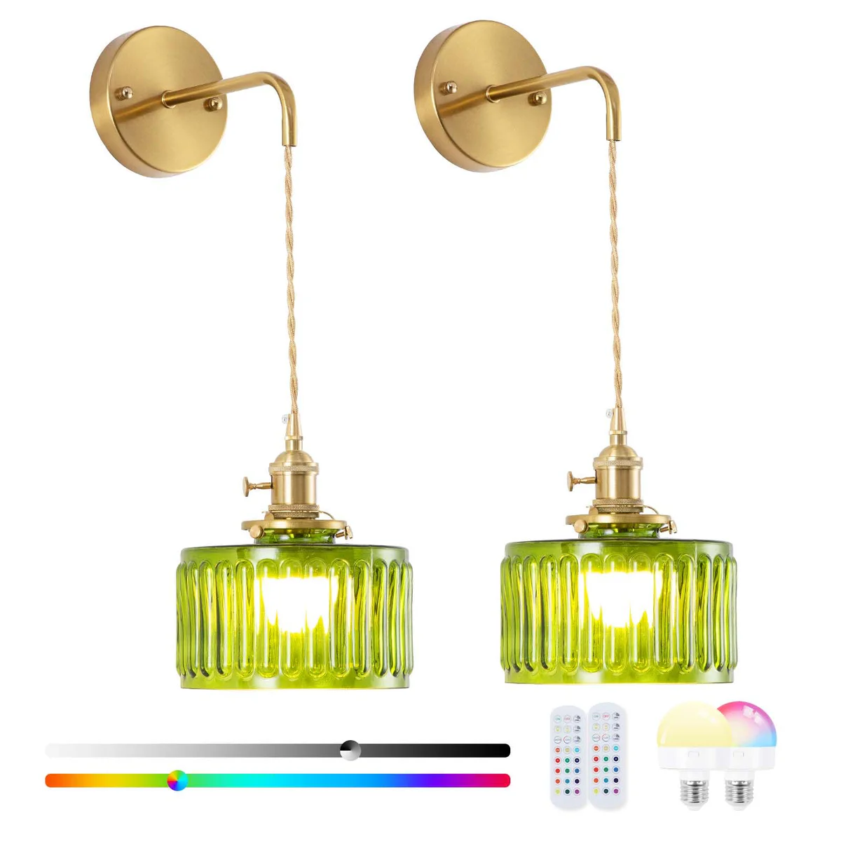 Rnzziw Vintage Battery Operated Wall Sconce Set of 2