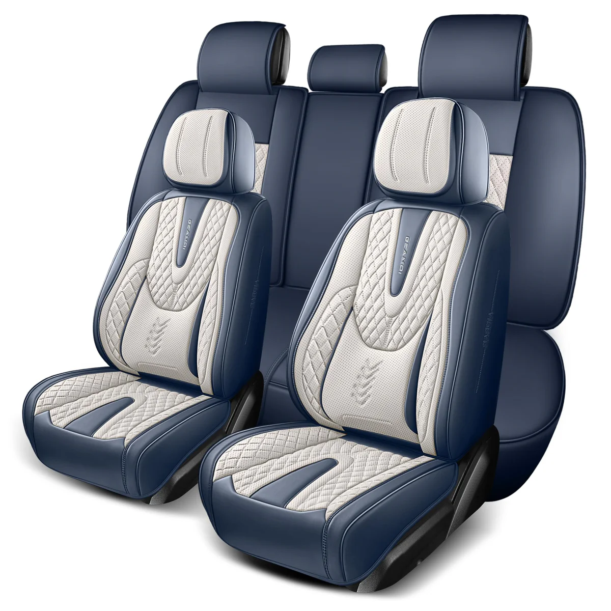 Universal (Full Set) - Blue/White Car Seat Covers