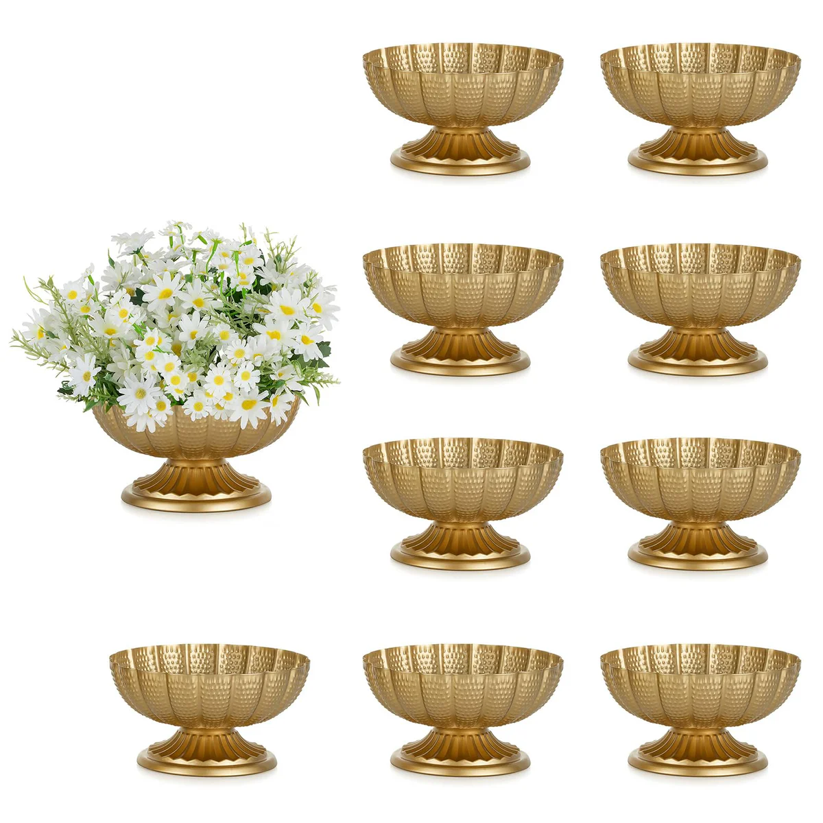 NUPTIO Gold Pedestal Compote Vases Set
