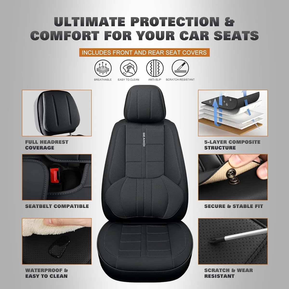 Universal (Front Seats) - Black Car Seat Covers