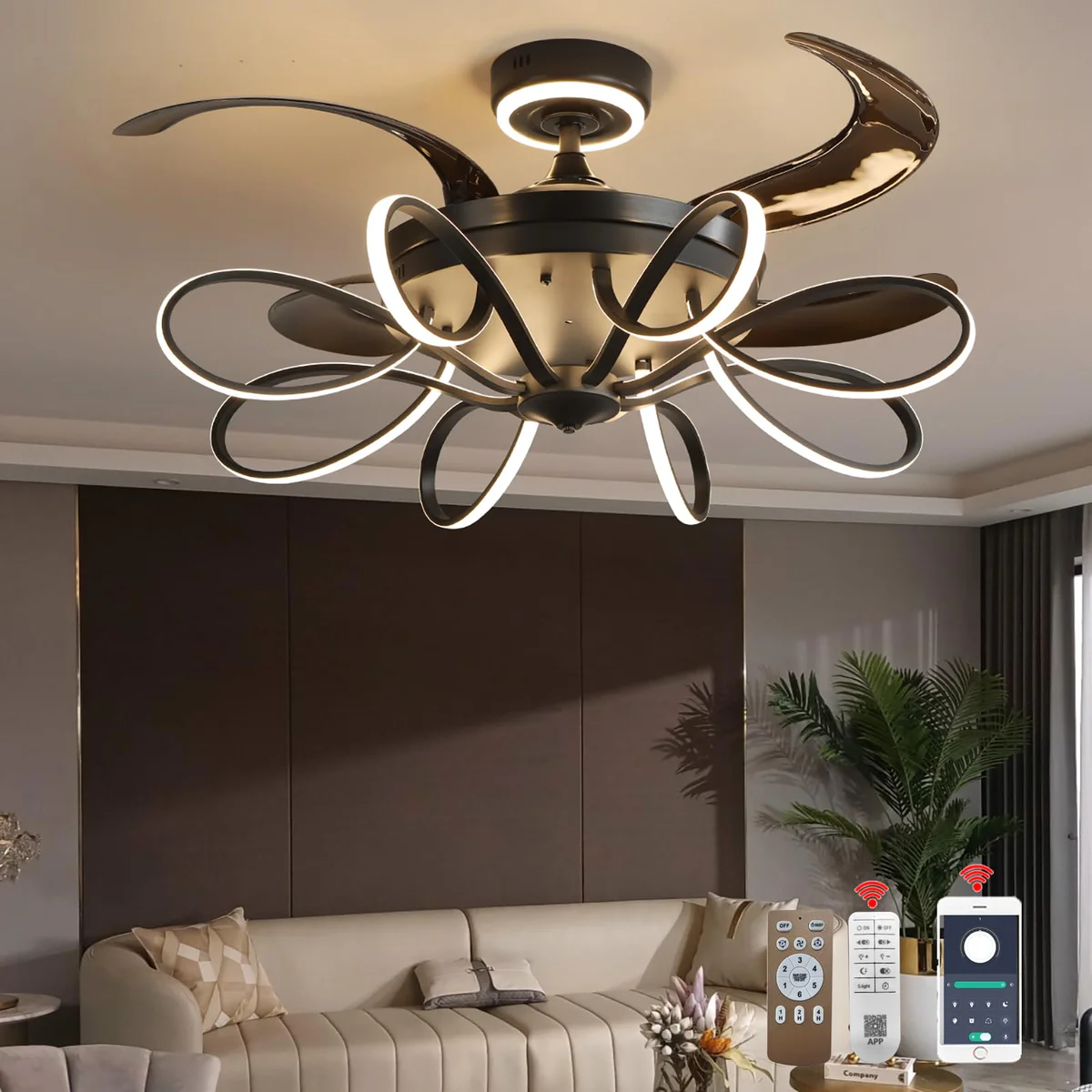 BEINEIJIE 48" Low Profile Indoor Ceiling Fan with Light