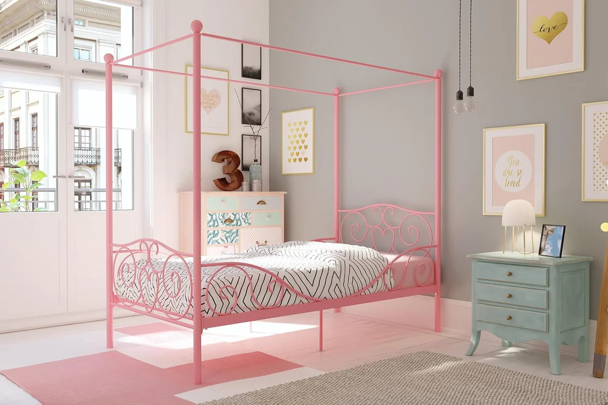  DHP Canopy Pink Twin Size Bed Frame