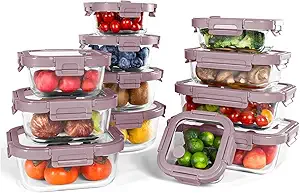 BOROHOUSE Glass Food Storage Containers, 12 Pack