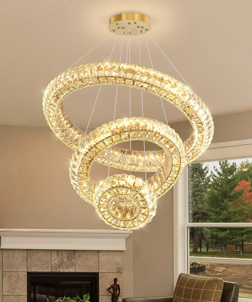 AFQEJG 3 Ring Modern Crystal Chandelier
