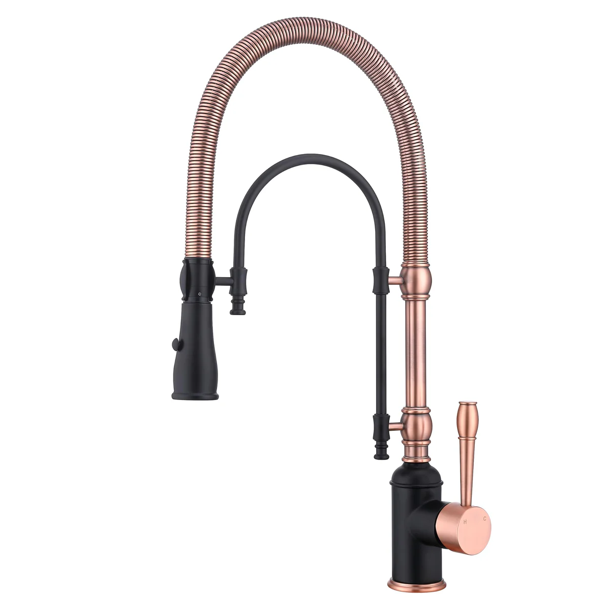 GICASA Commercial Copper Kitchen Faucet Single Handle Spring High Arc