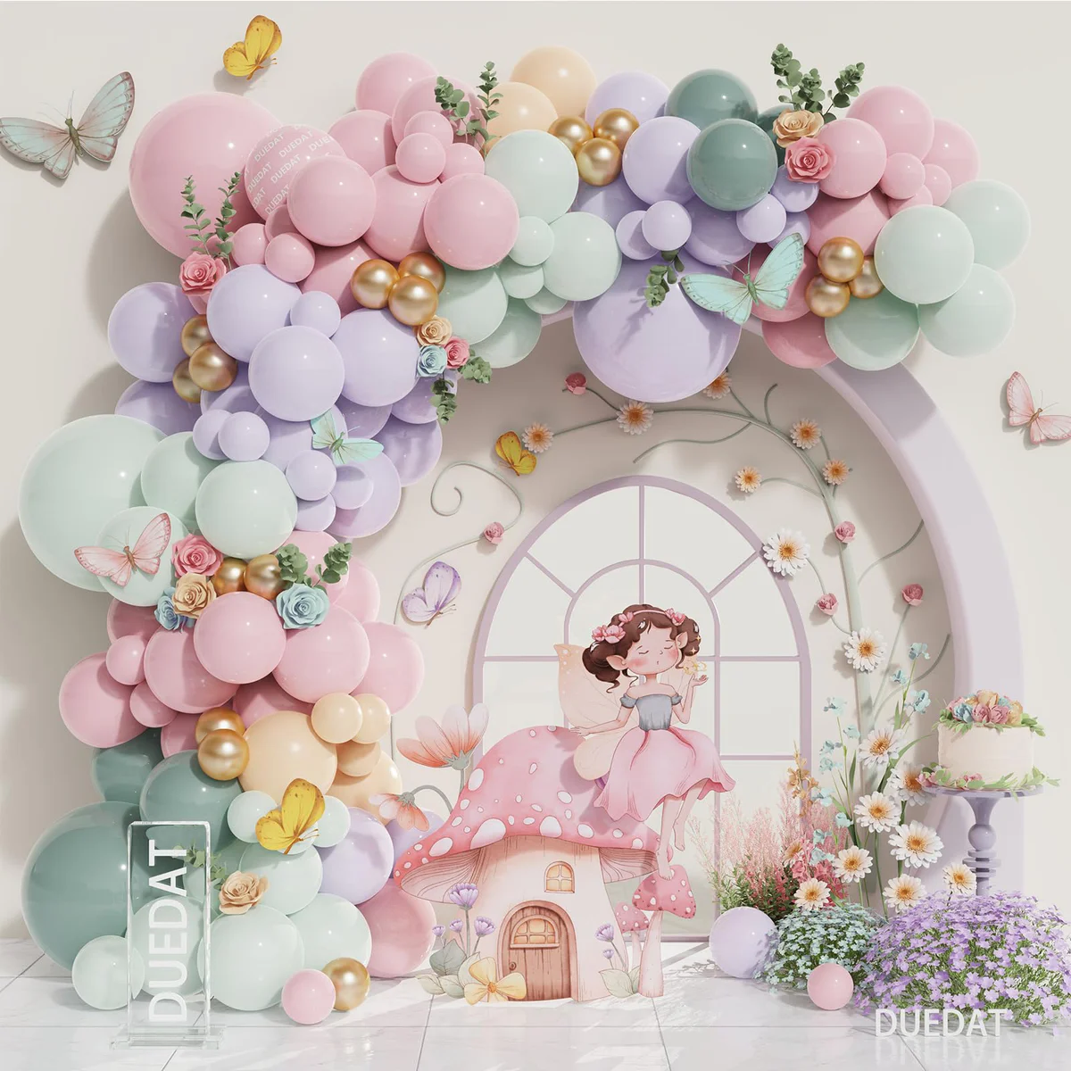 DUBEDAT Fairy Wonderland Birthday Party Decorations Balloon Arch Kit