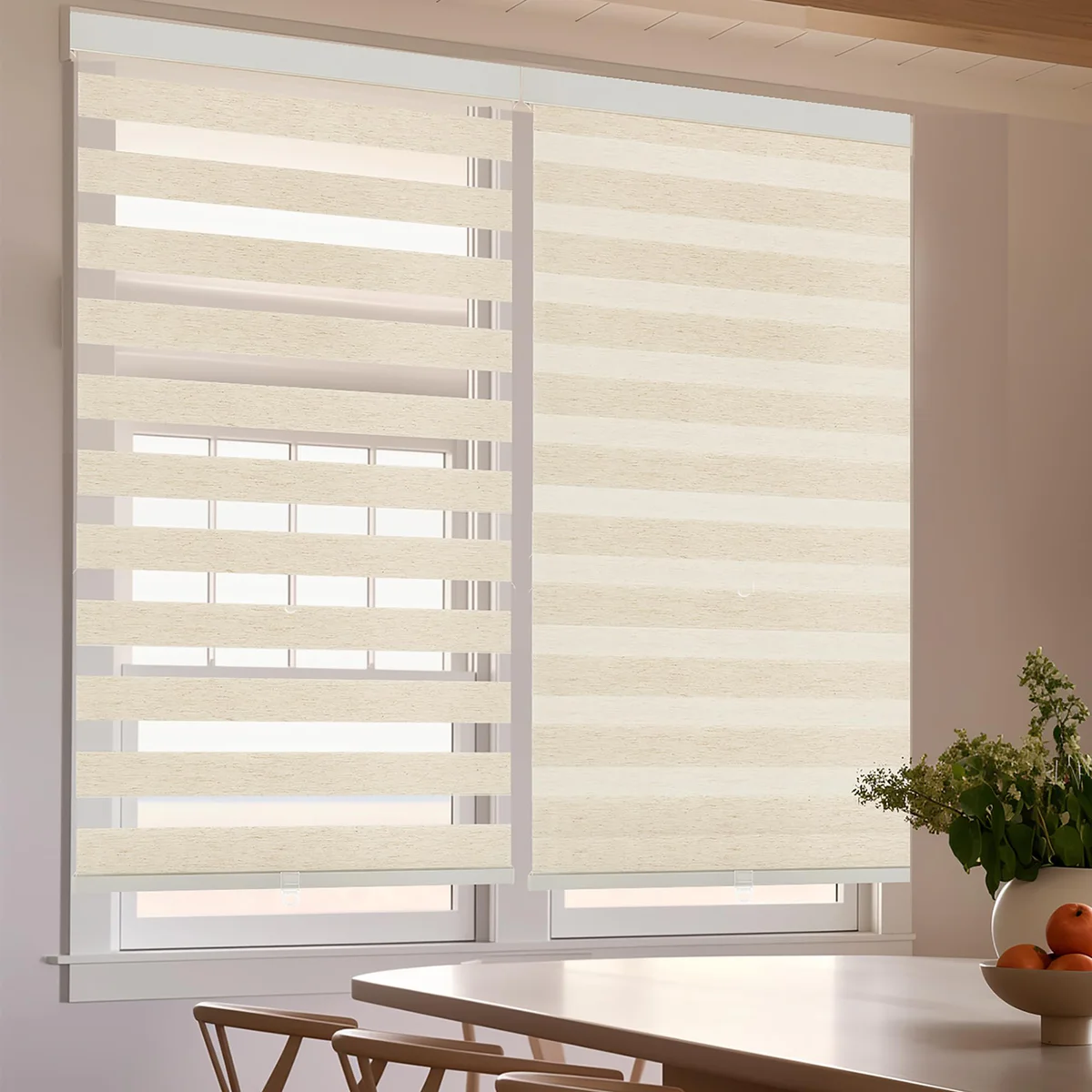 GHV Cordless Zebra Blinds, Flaxen 64" x 36"