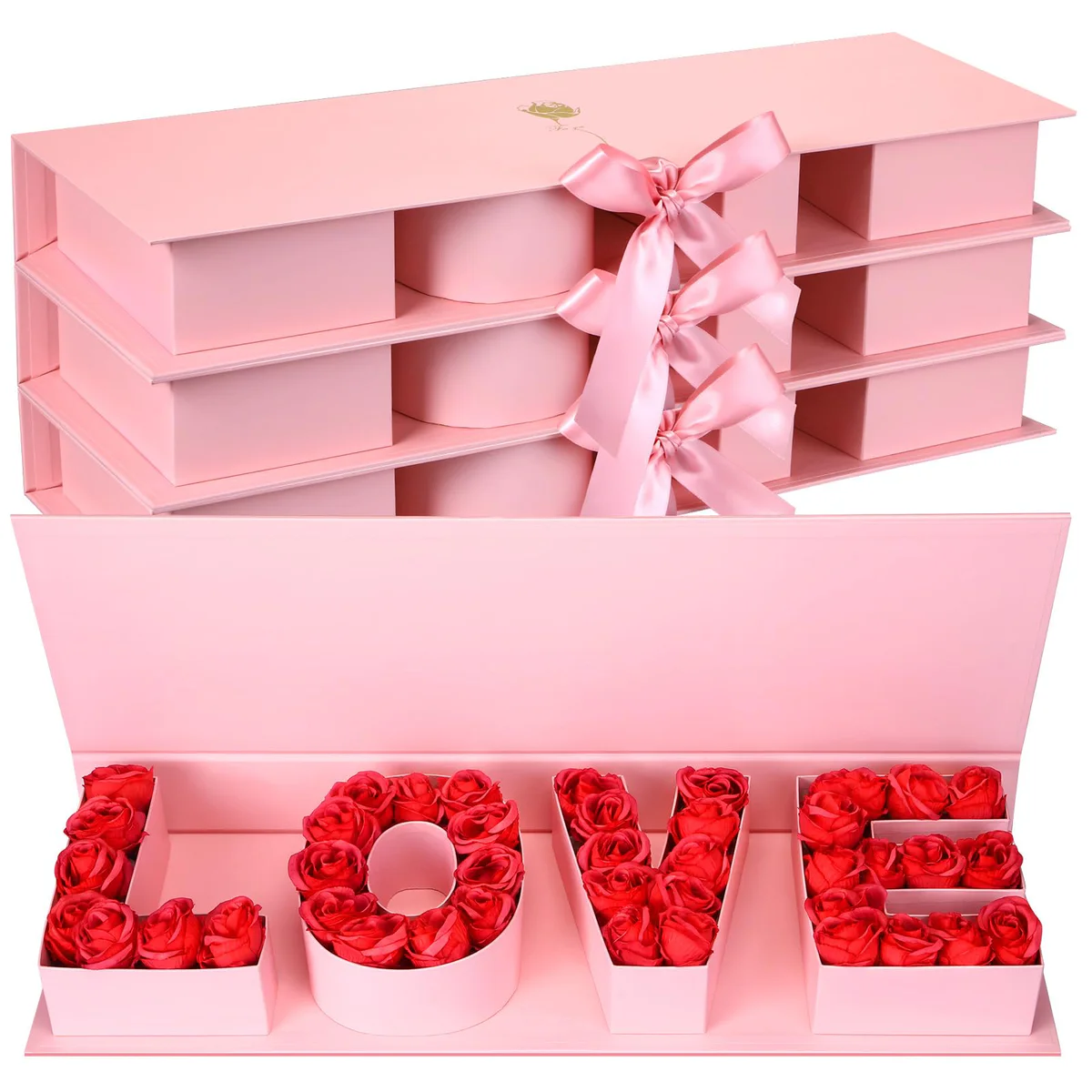 Affdiaree "LOVE" Letter Flower Gift Boxes with Magnetic Closure