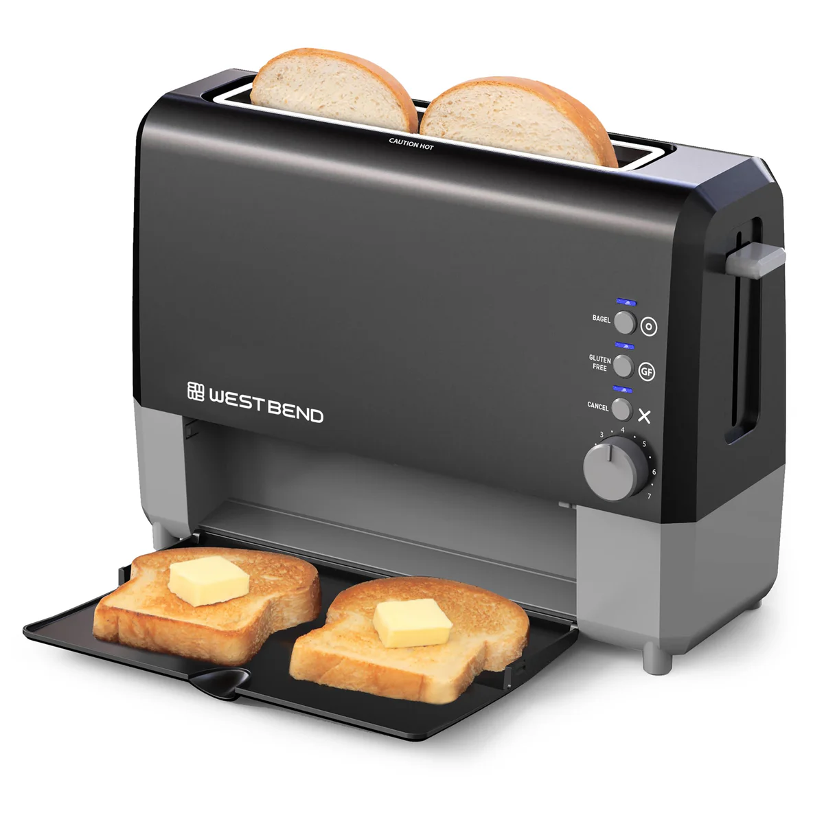 West Bend 77224 QuikServe Slide Through Wide Slot Toaster