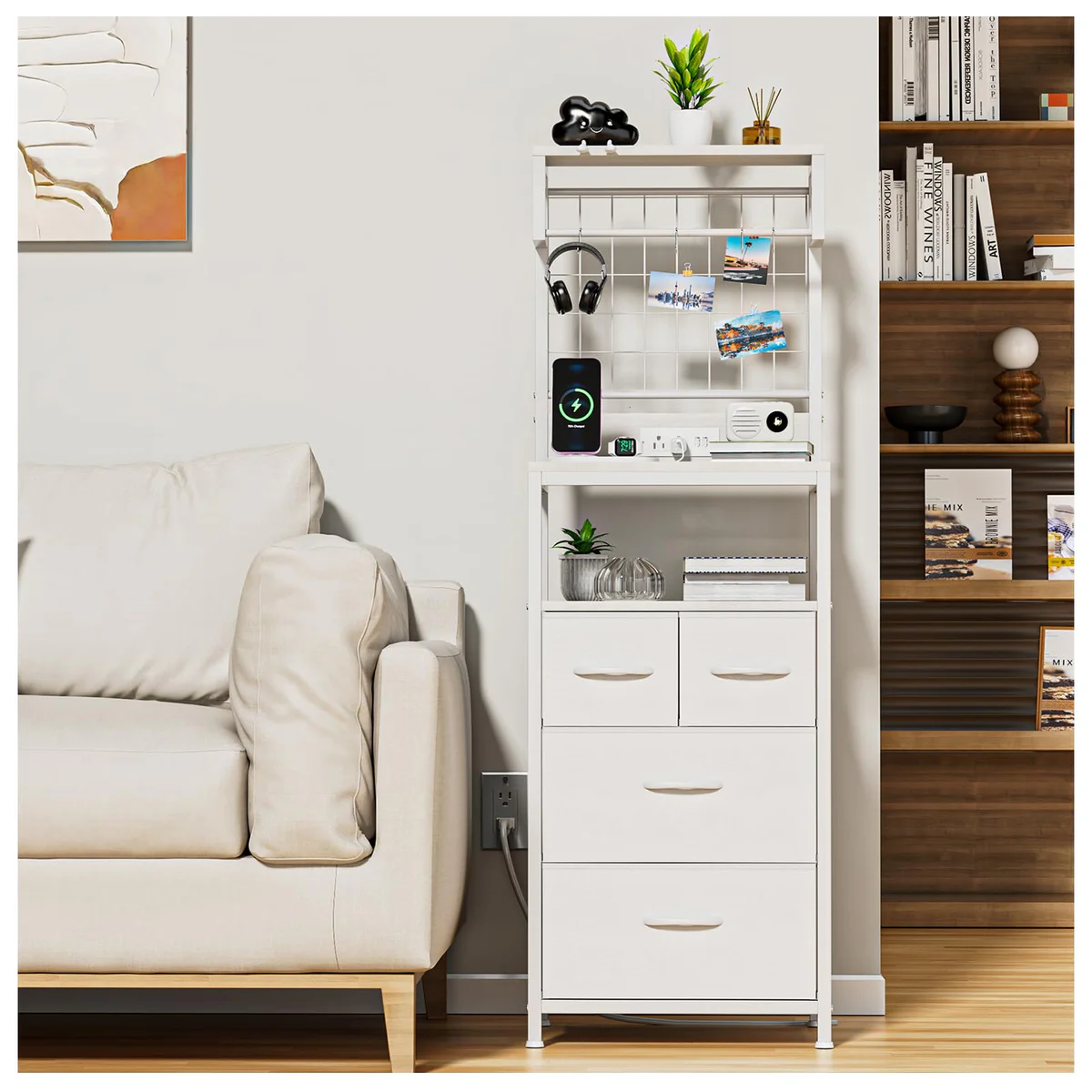 YGYQZ White Cabinet with Charging Station