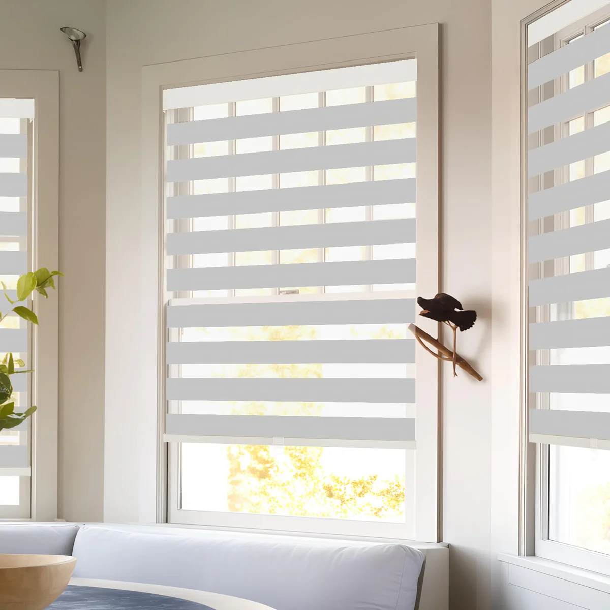 GHV Cordless Zebra Blinds, Gray 64" x 35"