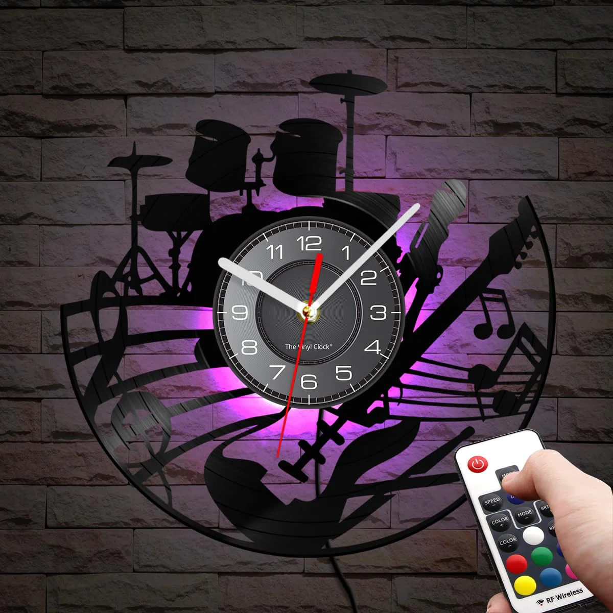 Timethink Guitar Drum Kit LED Vinyl Record Wall Clock