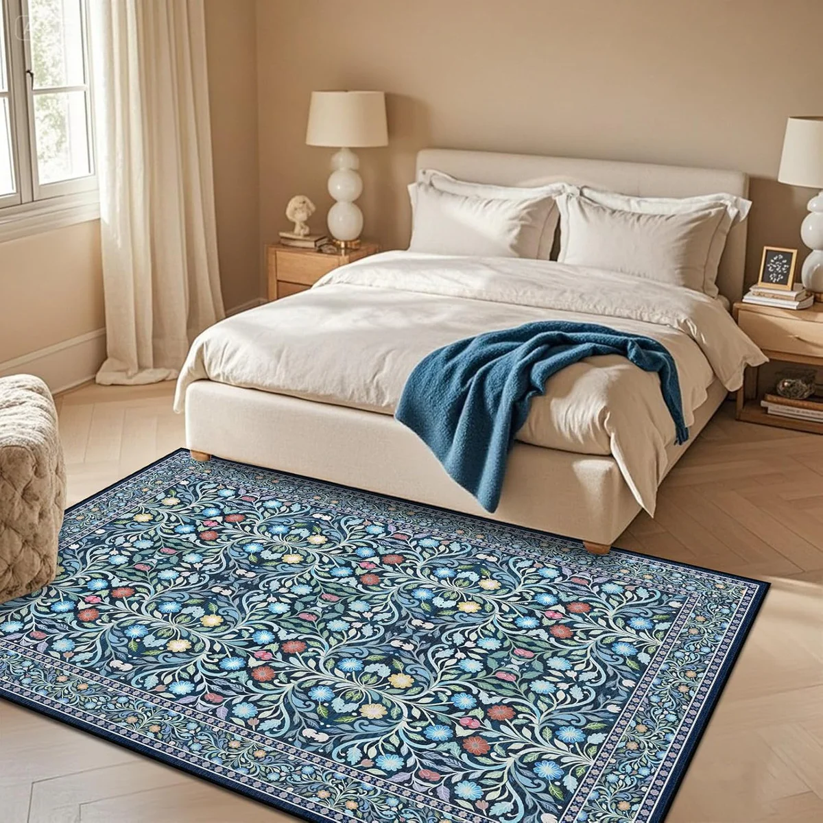 Boho Vintage Floral Area Rug