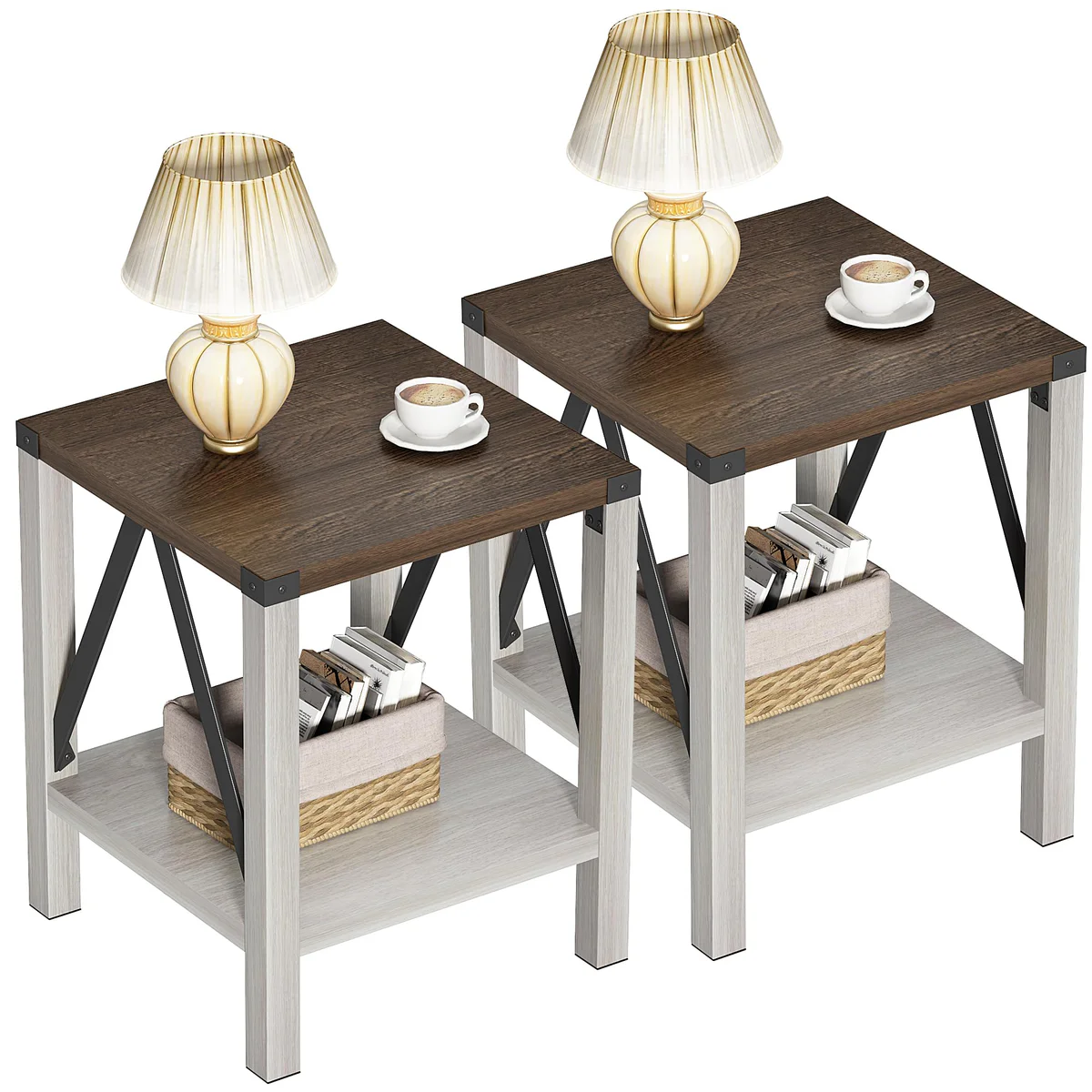 Treocho Farmhouse Rustic Vintage Nightstand 