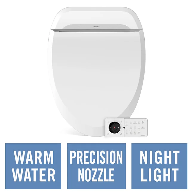 Bio Bidet Plastic White Round Soft Close Heated Bidet Toilet Seat