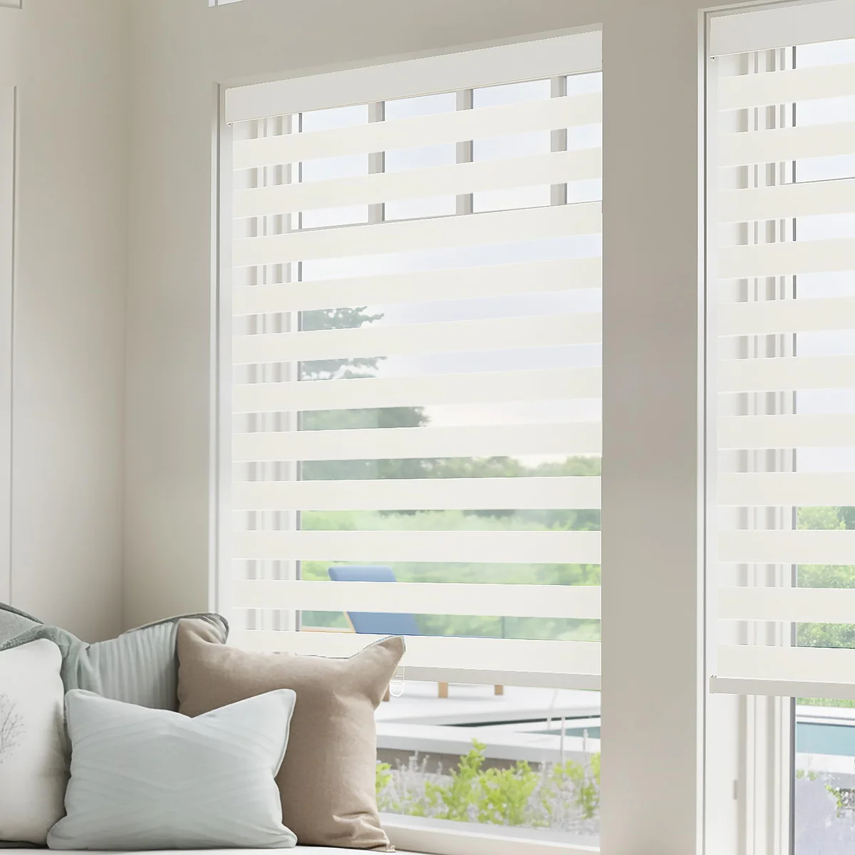 GHV Cordless Zebra Blinds, Beige 64" x 36"