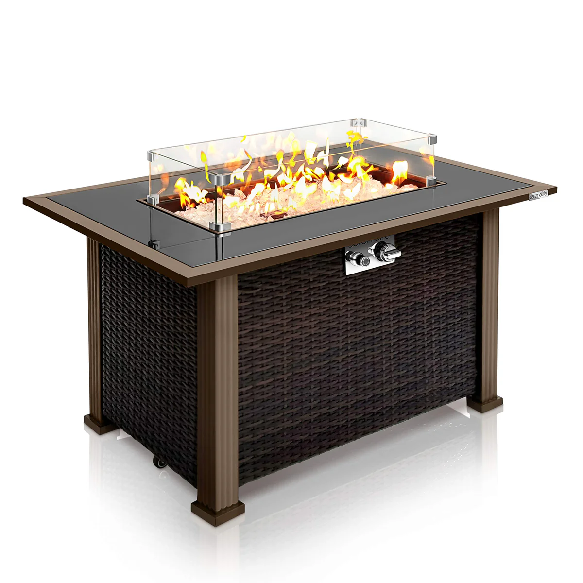 SereneLife SLFPTL 50,000BTU Outdoor Propane Fire Pit Table 