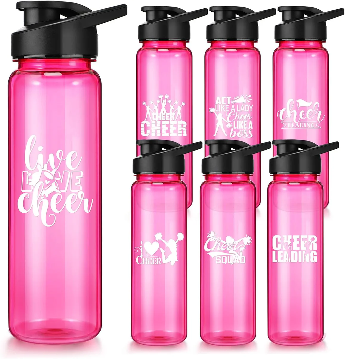 Inbagi Pink Cheer Water Bottles, 14 Pack