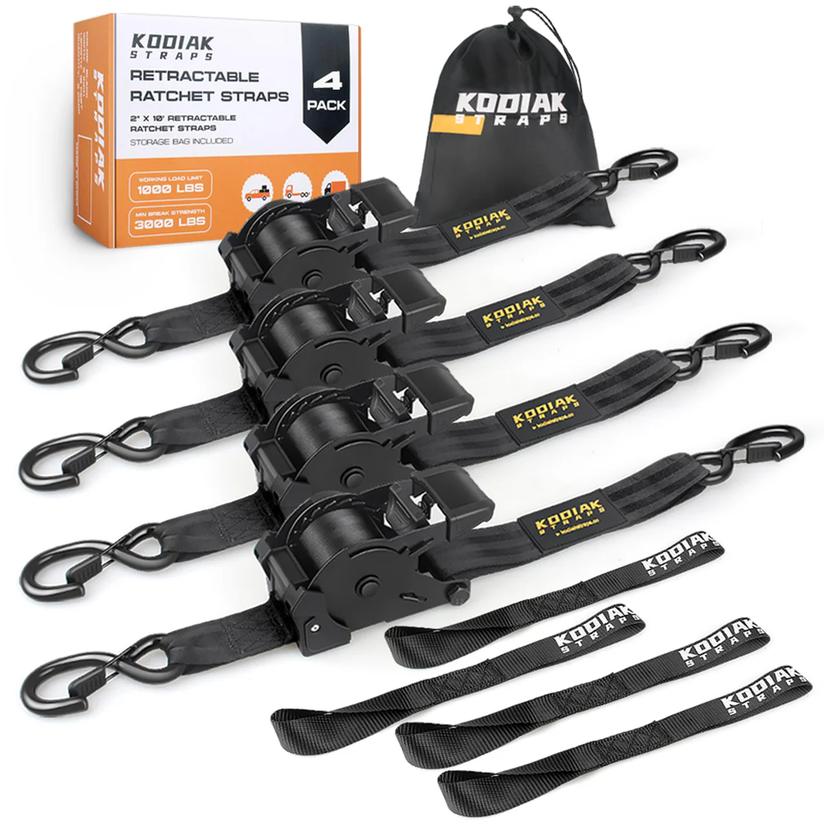 KODIAK STRAPS Retractable Ratchet Straps