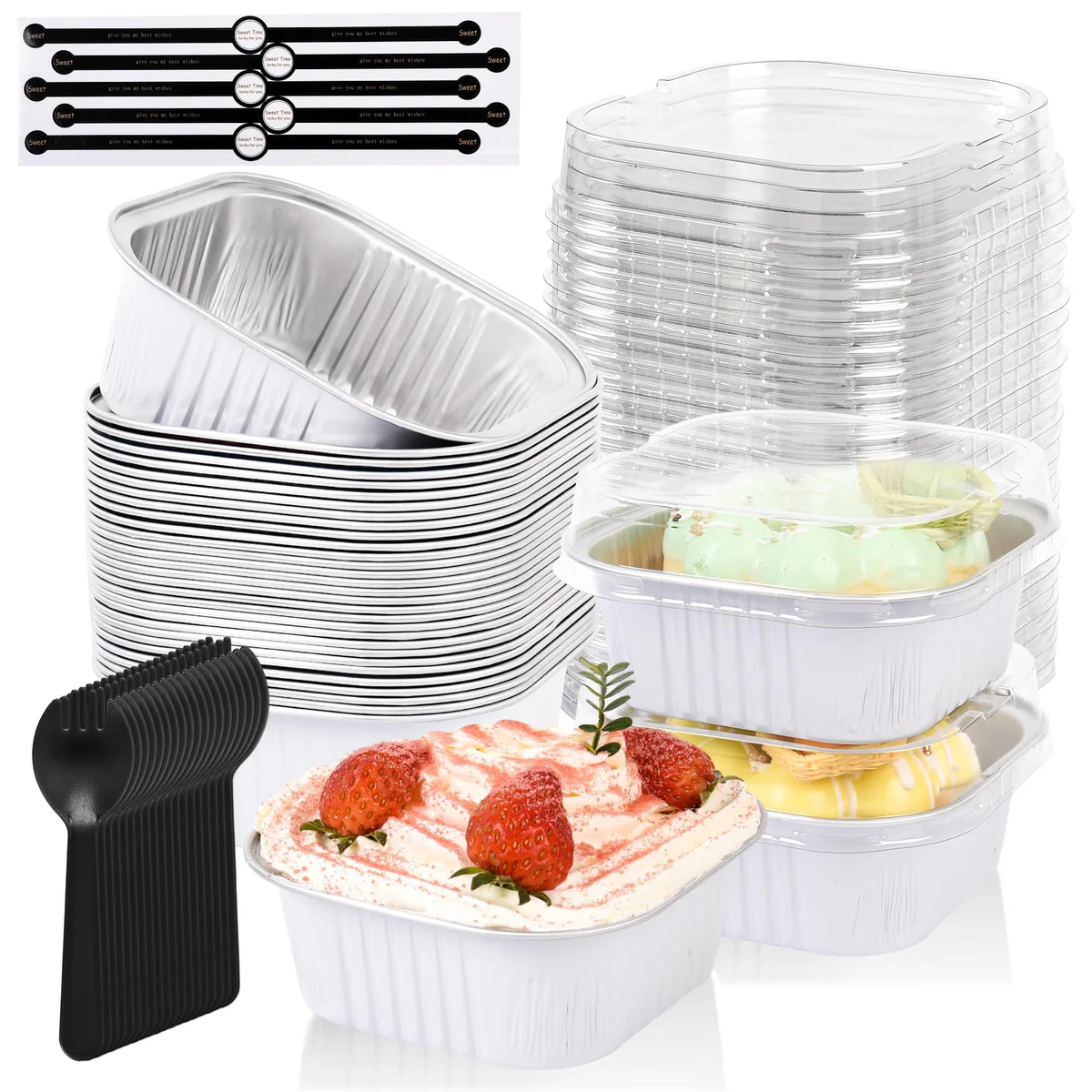 ZWYSLFCY Mini Aluminum Foil Baking Cups with Lids