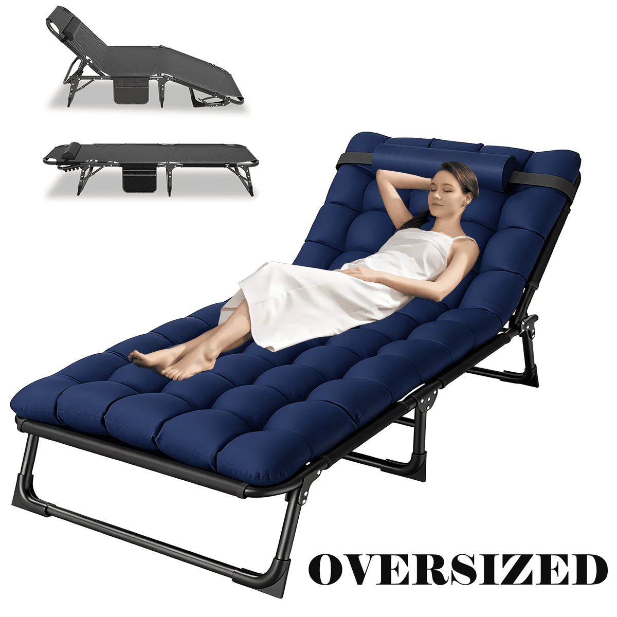 SERABETTO Oversized Folding Camping Cot Padded Mattress