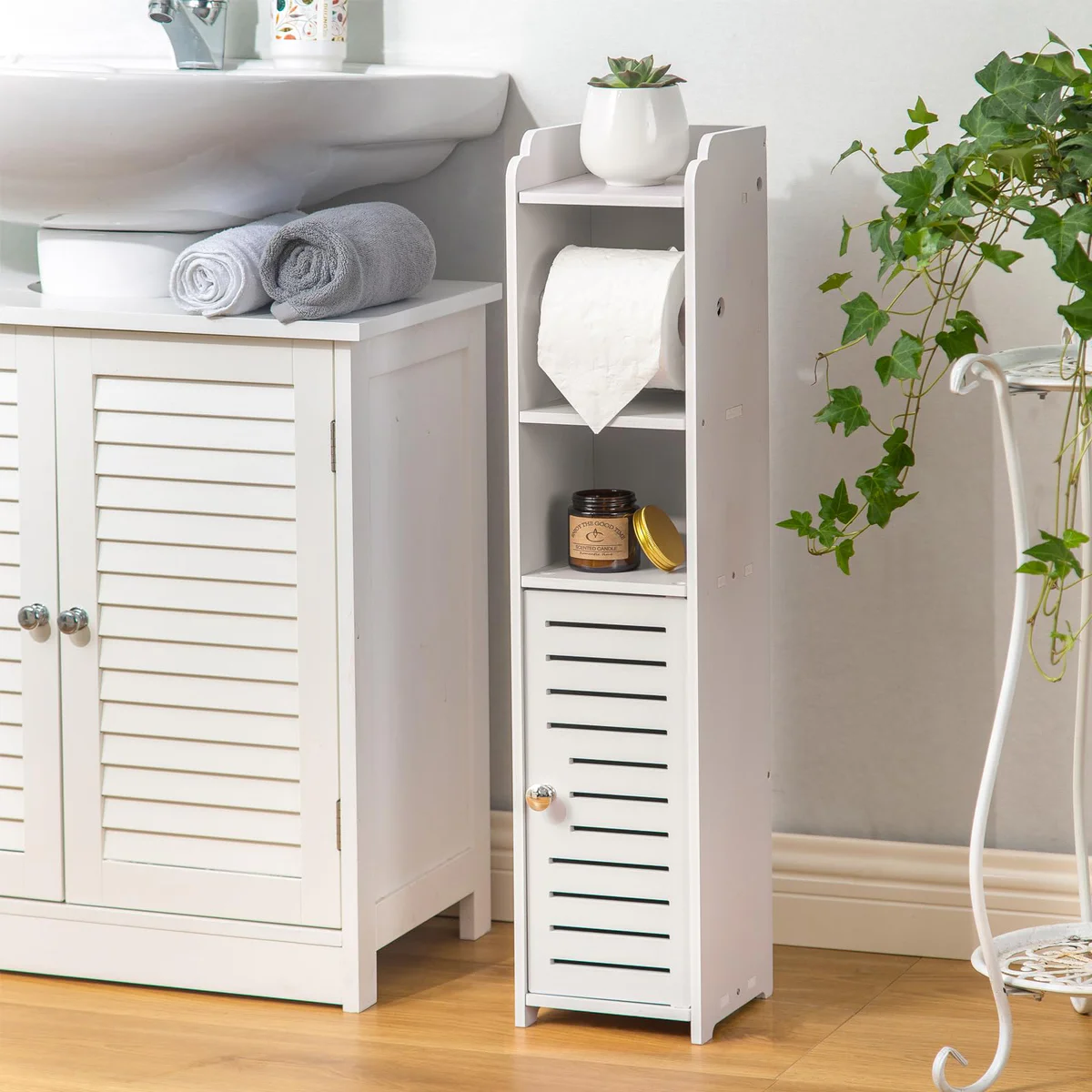 AOJEZOR Freestanding Toilet Paper Holder