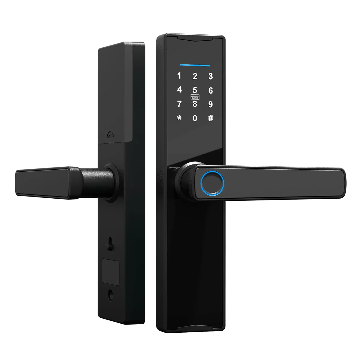 Swokely Smart Lock, Tuya Fingerprint Door Lock with Handle Keypad Electronic Deadbolt
