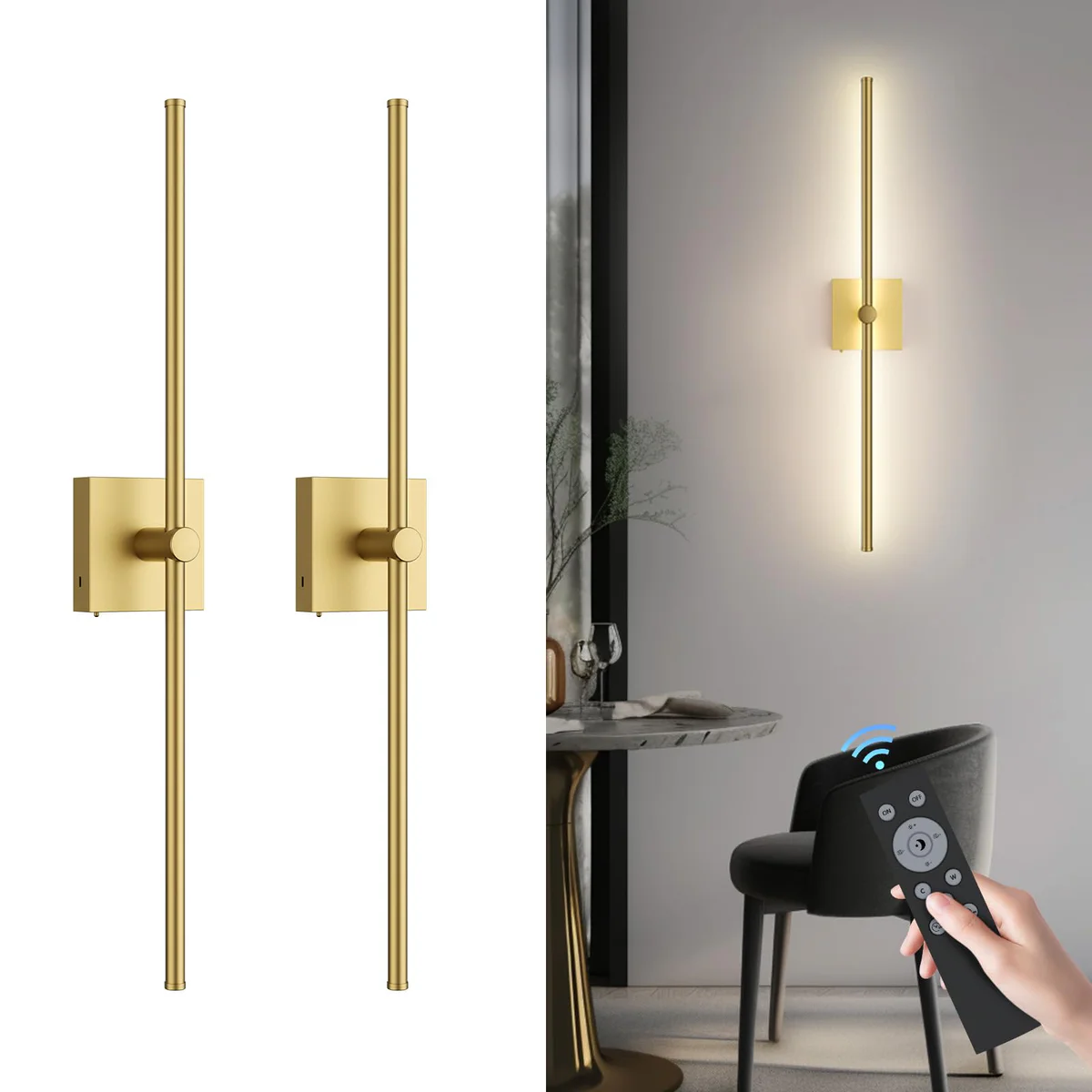 LightFuze Battery Operated Wall Sconce, 2 Pack