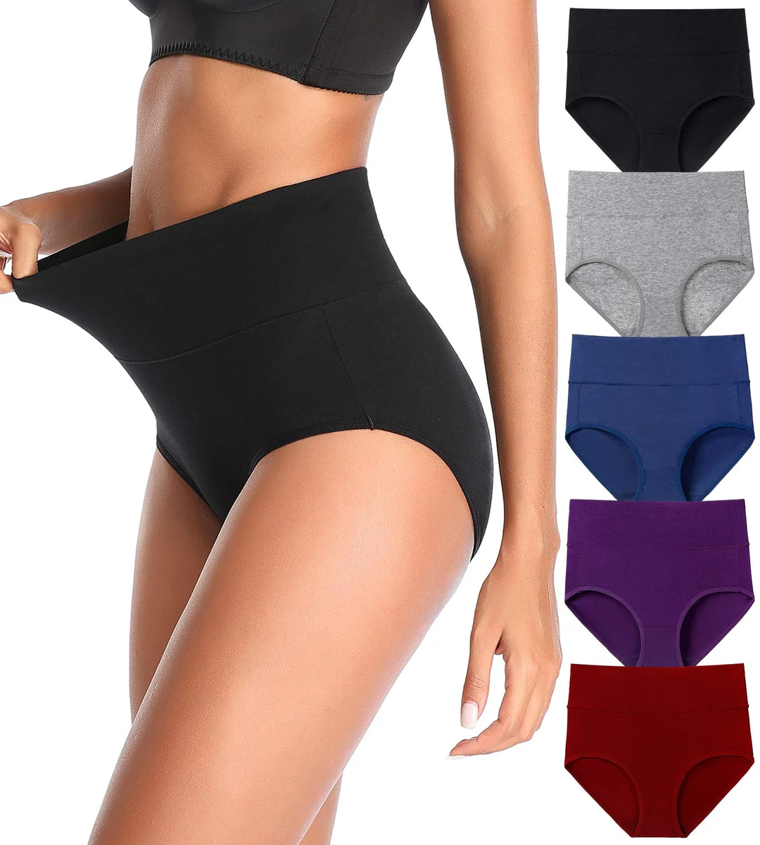 QOVOQ Women's High Waist Cotton Briefs
