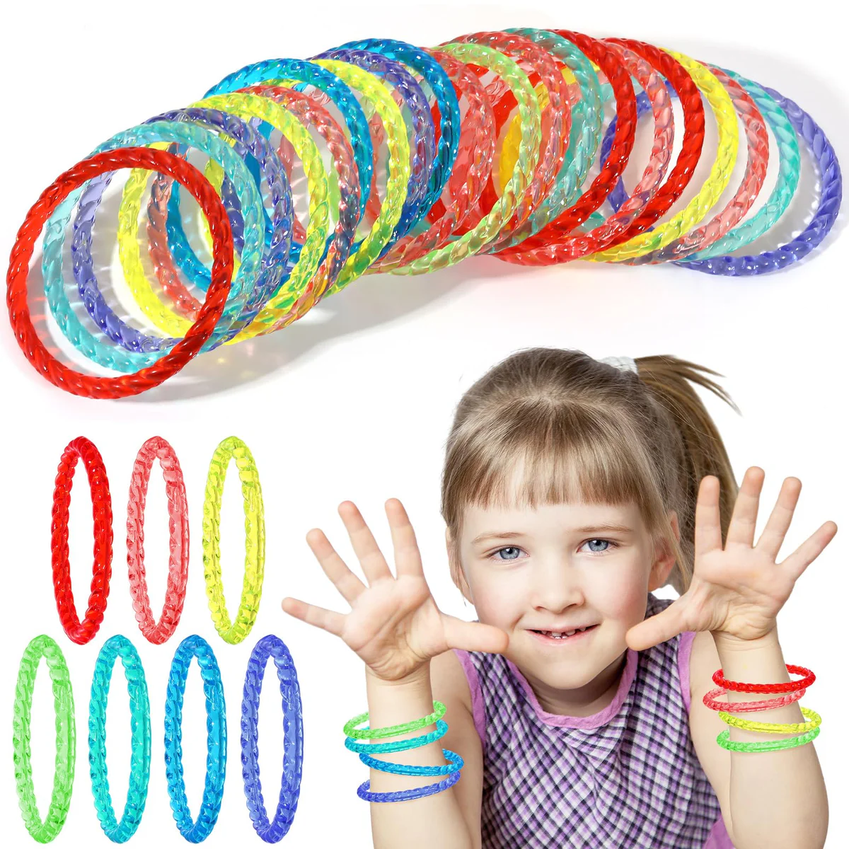 Marsui Crystal Bangle Bracelets for Kids