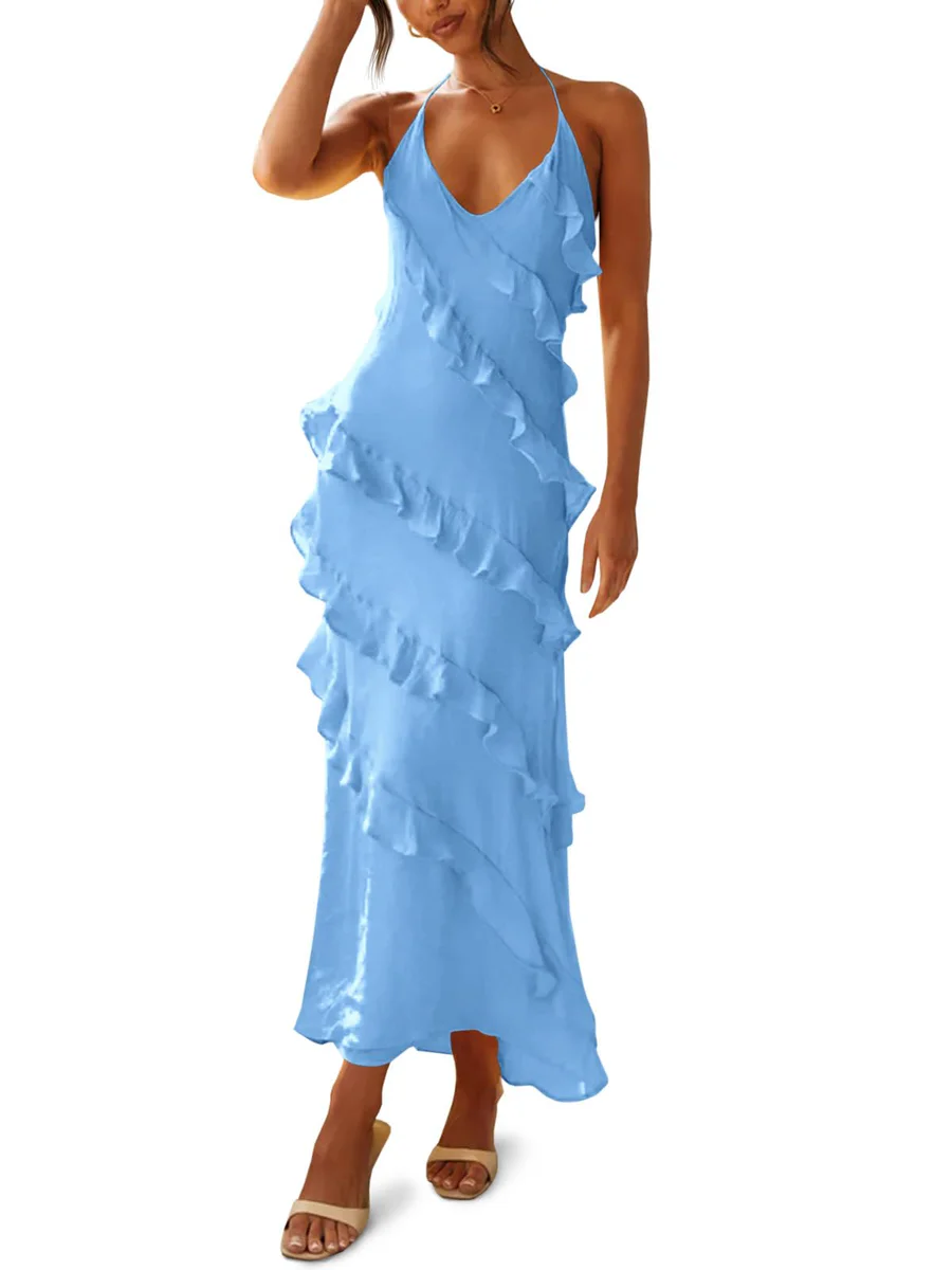 Wenrine Ruffled Halter Maxi Dress