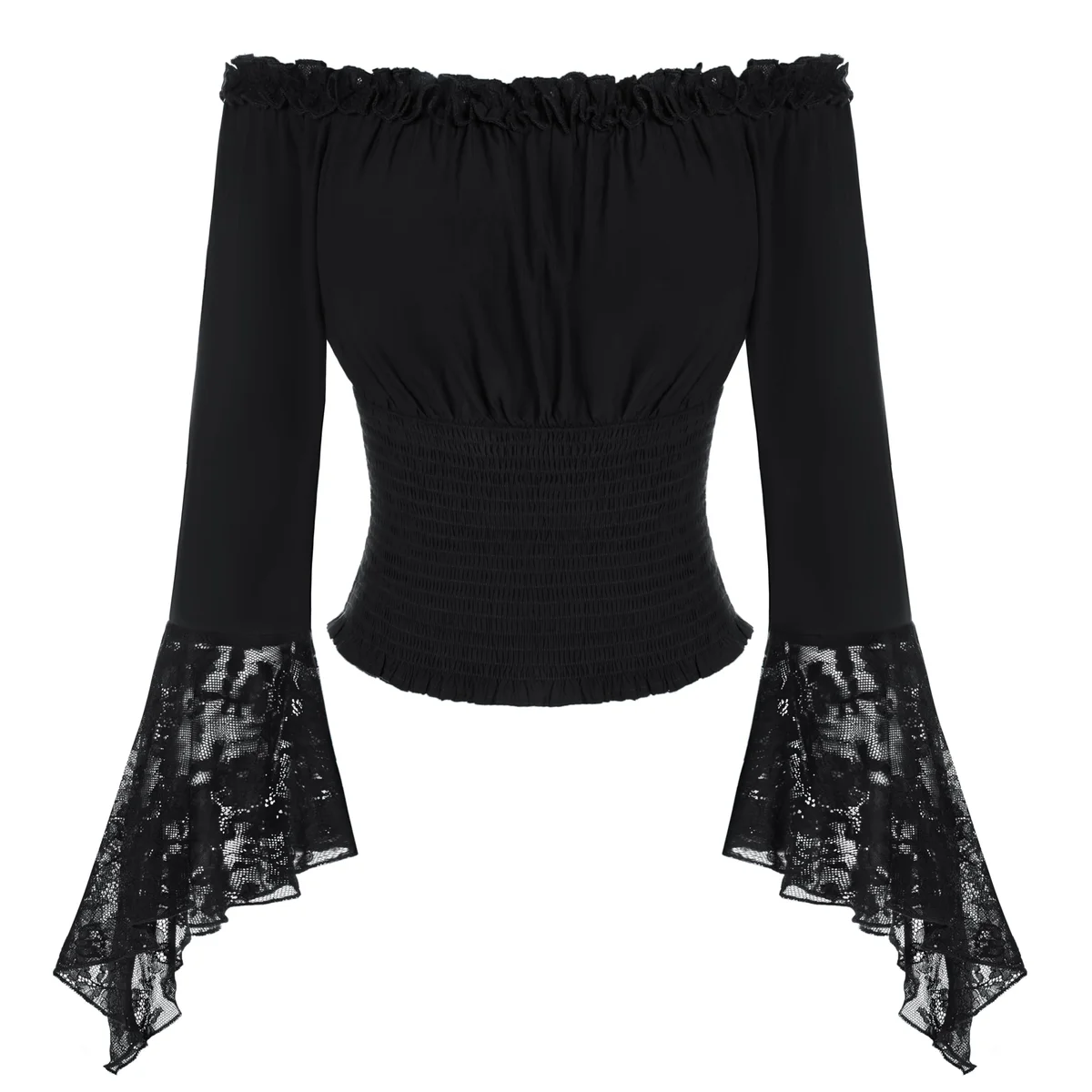 Scarlet Darkness Women's Off The Shoulder Bell Sleeve Lace Blouse