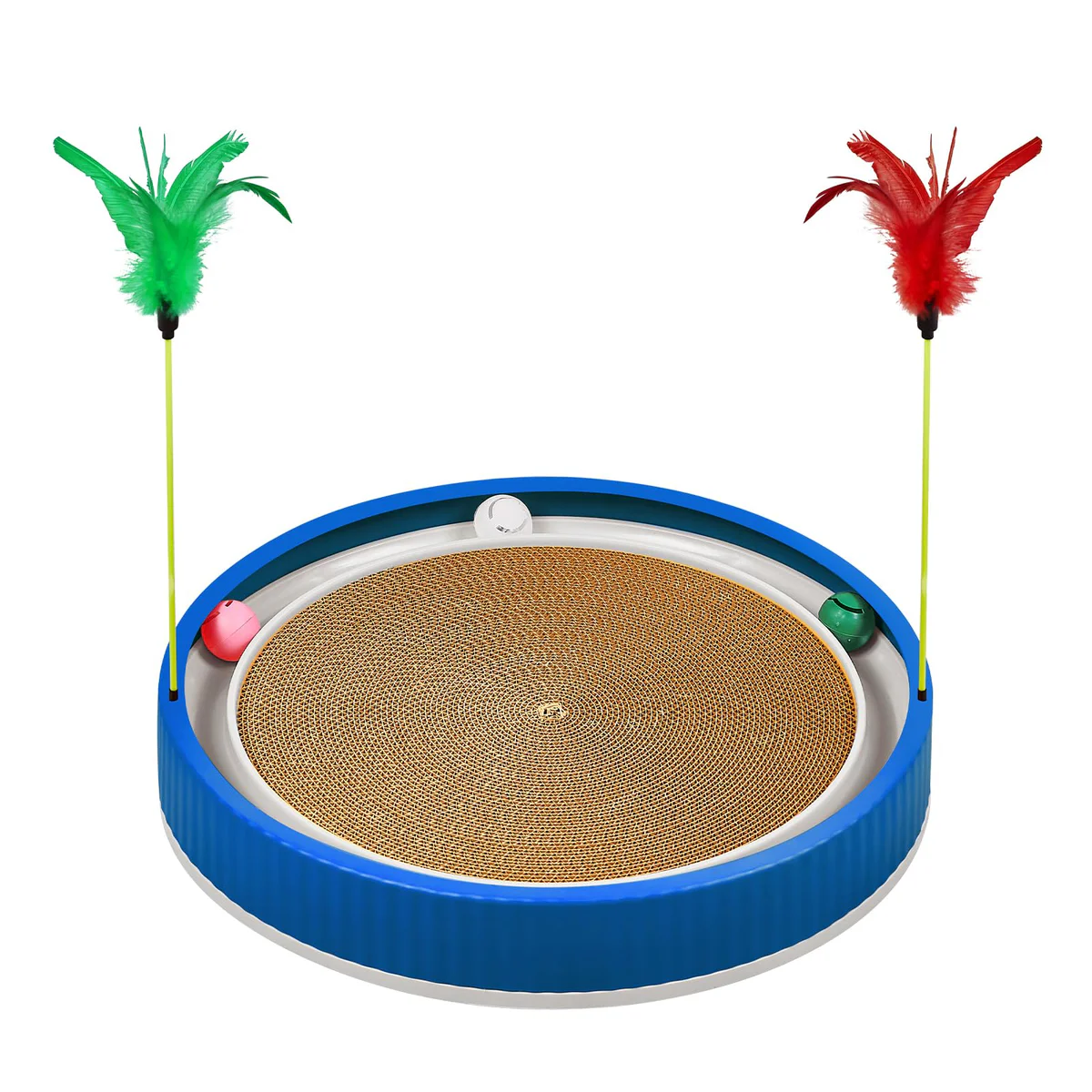 PetZen Blue Garden Round Cat Scratcher with Ball Track