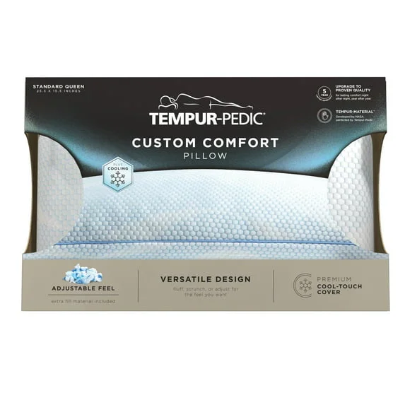 Tempur-Pedic Custom Comfort Bed Pillow and Cooling, Adjustable Support, Standard/Queen, Adult