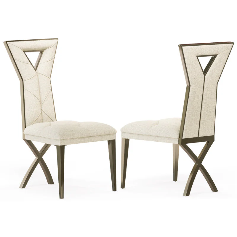 Everly Quinn Velvet Dining Chairs with Mirrored Legs