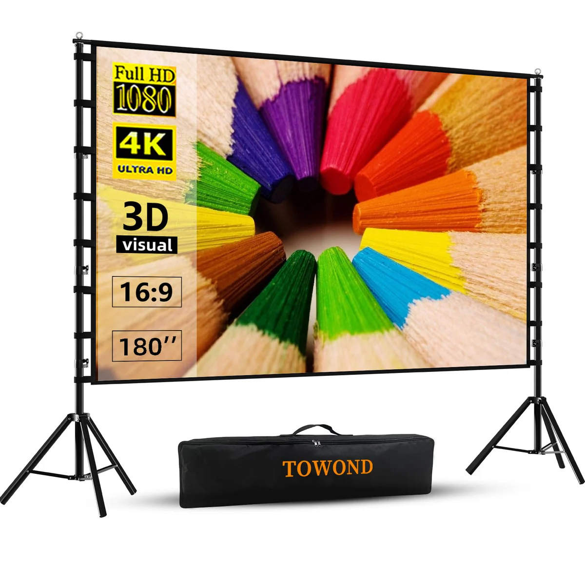 TOWOND Portable Projector Screen 180-inch 16:9