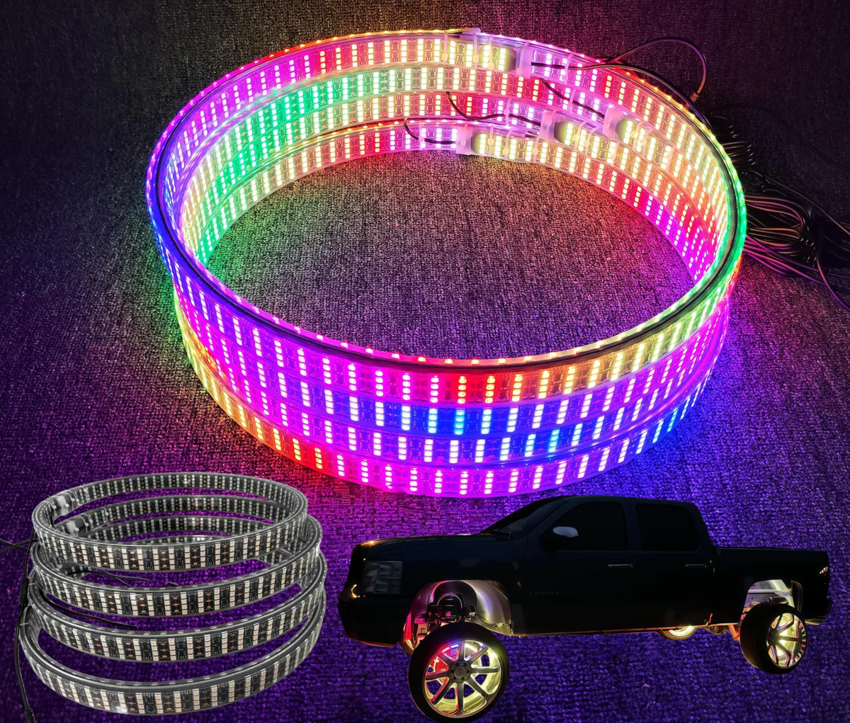 Ydzwavui RGB LED Wheel Lights
