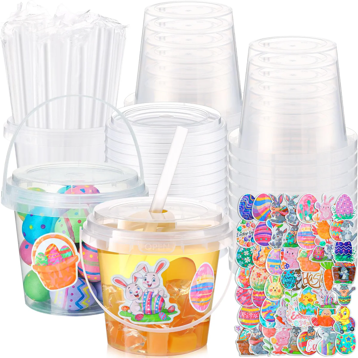 Funnymoom Easter Cups with Lids and Straws