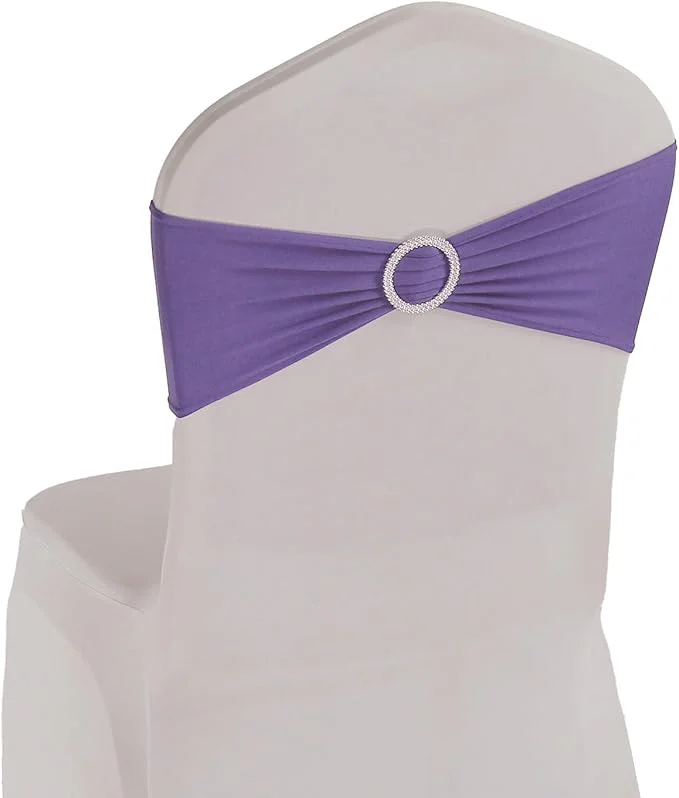 WELMATCH Spandex Chair Sash with Rhinestone Buckle