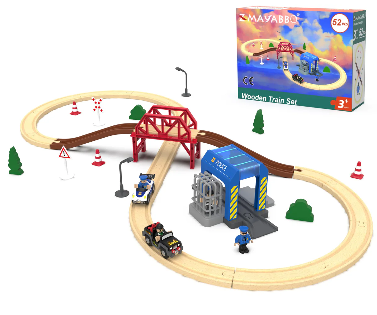 Z MAYABBO Wooden Train Set with Track